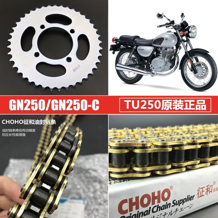 适用于望江铃木250摩托车套链GN250牙盘链轮TU250X油封链条