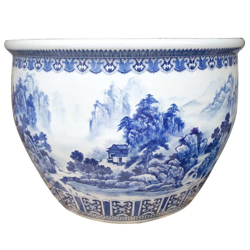荷养鱼缸水缸禅意庭院花盆狮别墅老式龙陶瓷金鱼耳后庭院花园仿古