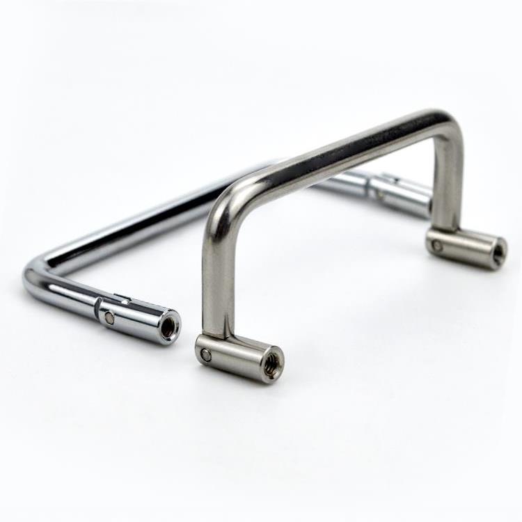 304不锈钢碳钢圆棒可折叠拉手 机电柜活动把手内螺纹M4M5机箱提手