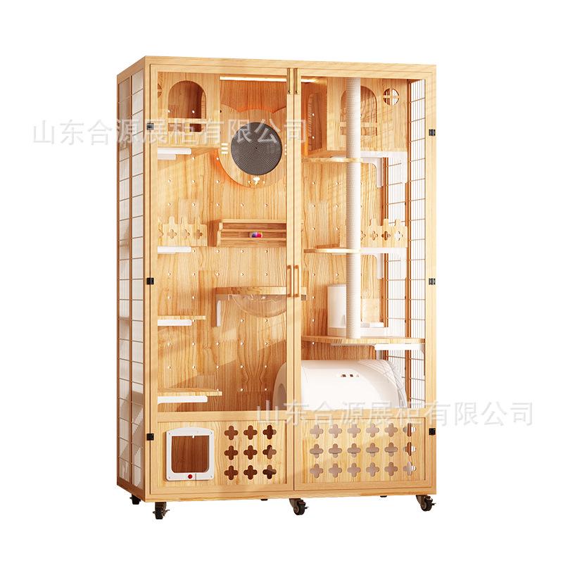 大型猫别墅猫屋家用豪华猫笼室内玻璃超大猫咪一体全景木制猫房子
