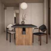 中古实木家用餐桌侘寂风长方形北欧简约桌子设计师民宿工作台饭桌