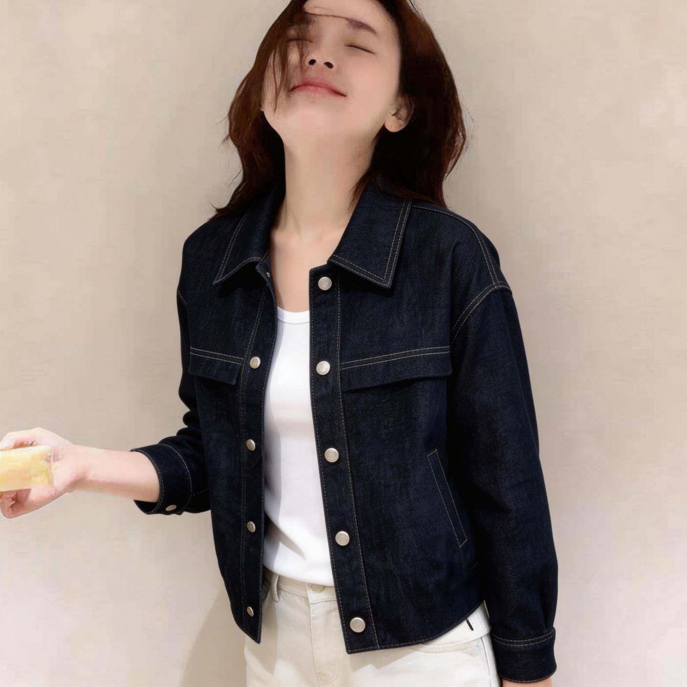 韩国普宁蓝设计感百搭软牛仔外套女2026春秋新款时尚洋派柔软上衣
