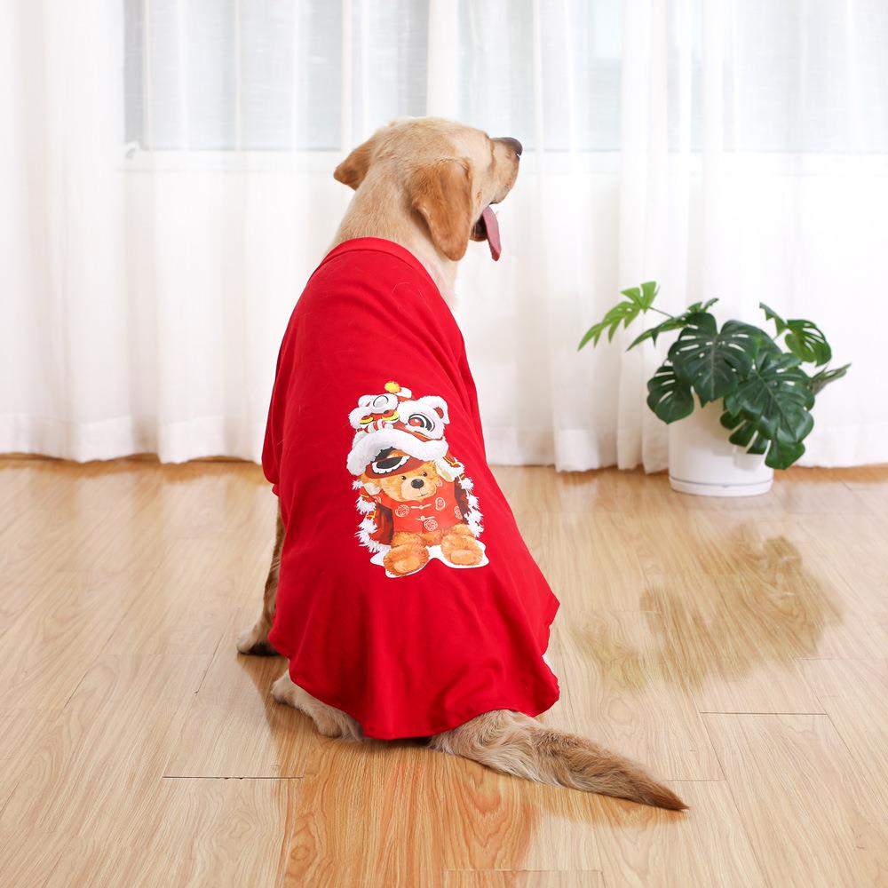 红色两脚狗狗猫咪套头柴犬金毛过年小中大型犬春夏秋季狗狗衣服