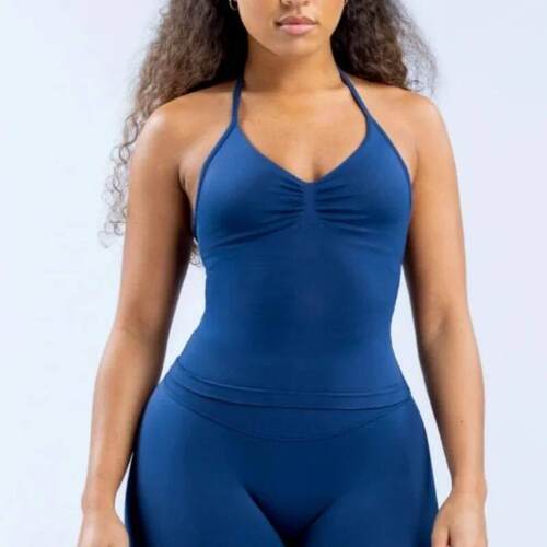 Impact Longline Strappy Gym Top With Logo Backless Gym