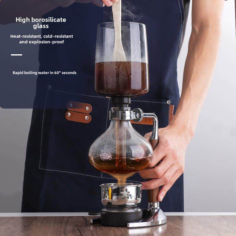 虹吸壶欧式家用玻璃手冲胡桃木咖啡壶手动煮咖啡壶耐热手动咖啡机