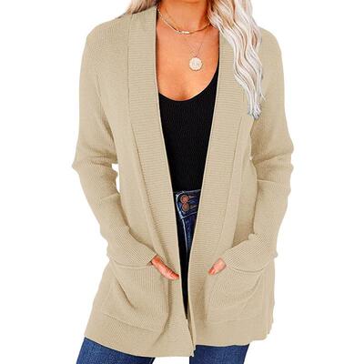 Women's sweater cardigan with pocket knit jacket