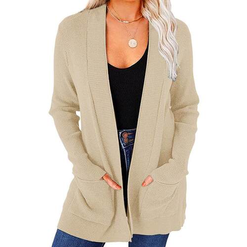 Women's sweater cardigan with pocket knit jacket