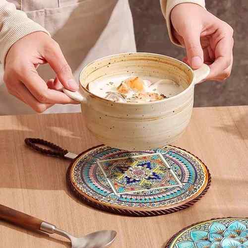 复古隔热垫耐高温砂锅防烫垫家用陶瓷珐琅锅餐桌垫工夫茶杯垫杯托