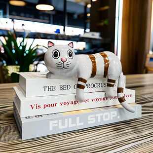 景德镇陶瓷猫咪家居摆件陶瓷可爱趣味摆件柜子装饰品样板间工艺品