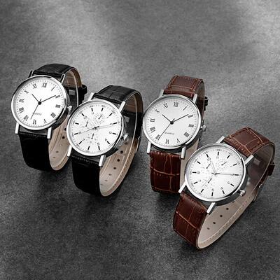 Men Watches Leather Strap Quartz Wristwatch Men Male Student