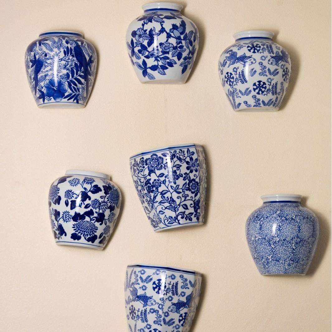 壁挂花瓶悬挂式插花瓶陶瓷仿古青花瓷客厅走廊家居民宿装挂墙绿萝