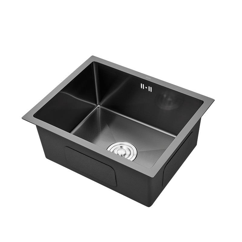 J6A厨房单盆SUS3你0不锈钢水槽4手工盆黑D色纳米30x25迷洗菜水盆