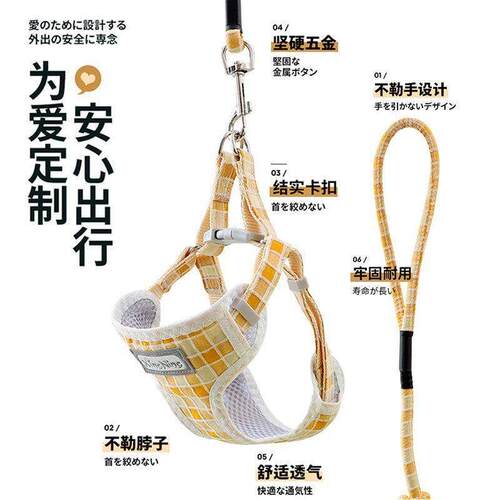 高颜值猫咪牵引绳防挣脱外出专用网红幼猫夏季猫绳子背心式遛猫绳