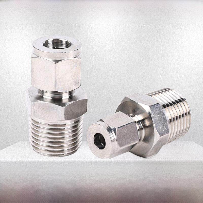 304不锈钢单、双套圈管接头螺纹直通端子6/8/10/12/14/16管接头