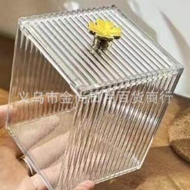 Luxury Lightweight Cotton Swab Storage Box, Transparent Cosm