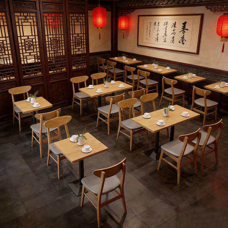 商用餐饮面馆粉铺食堂快餐小吃店桌椅组合牛排汉堡咖啡厅靠墙卡座
