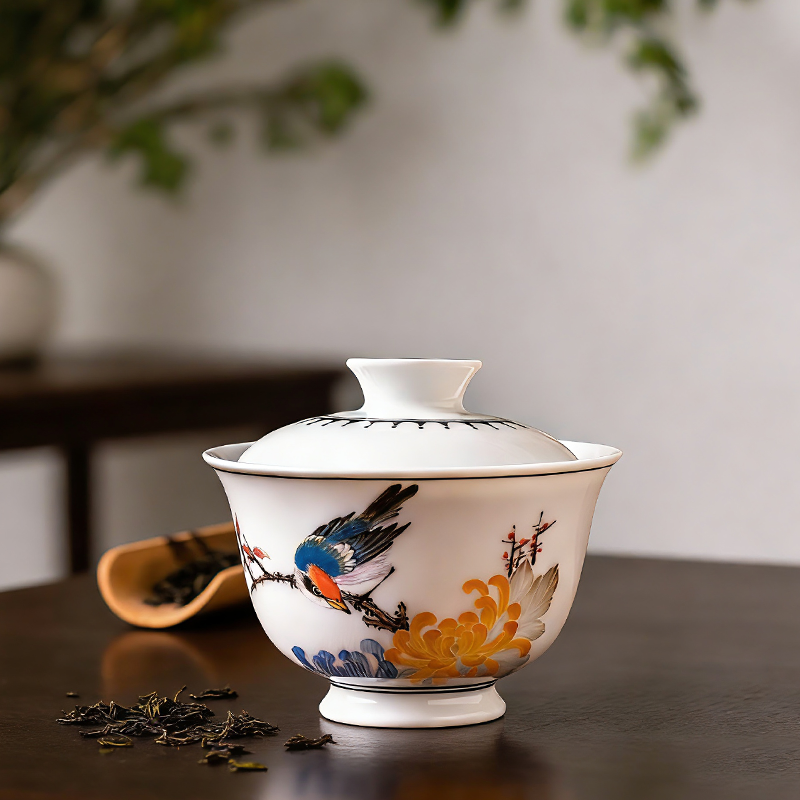 老瓷器二才盖碗70年代官窑洪江大球泥纯手绘釉下五彩陶瓷茶杯,餐饮具,盖碗,淘宝优惠券,粉丝福利购,淘宝优惠卷