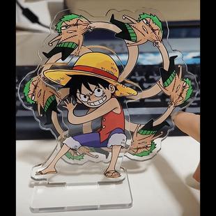 创意压克力动漫周边 海贼王 鲁夫索隆麦田大风车旋转立牌桌面摆件
