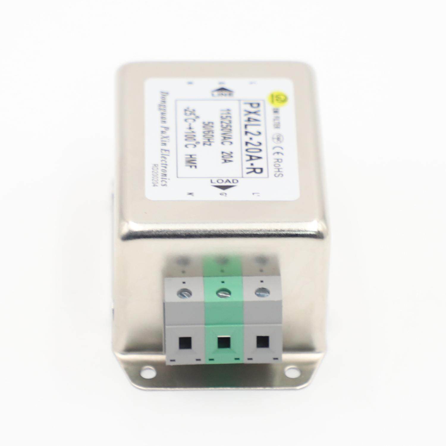普鑫电源滤波器厂家直销PX4L2-20A-R双滤波端子台接线可导轨式安