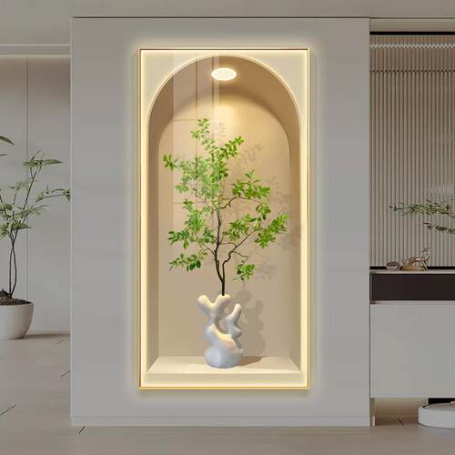 奶风玄关装饰绿植客厅走廊过挂画LD灯E现代无品牌/简道约高档入油