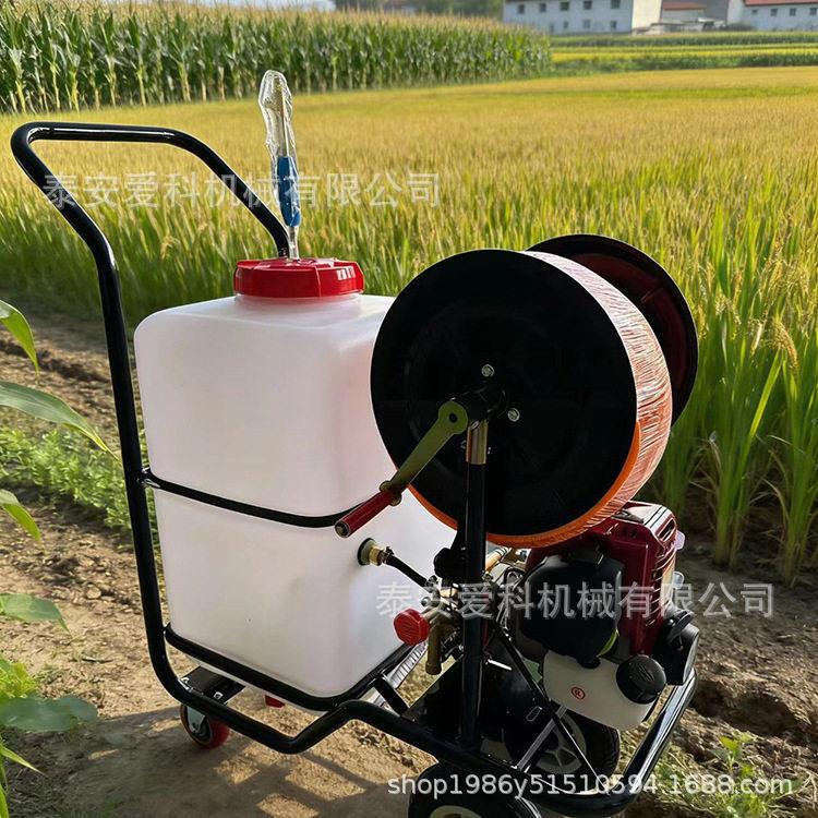 果园家用自走式手推喷机140汽油机60L桶压直喷枪加长杆