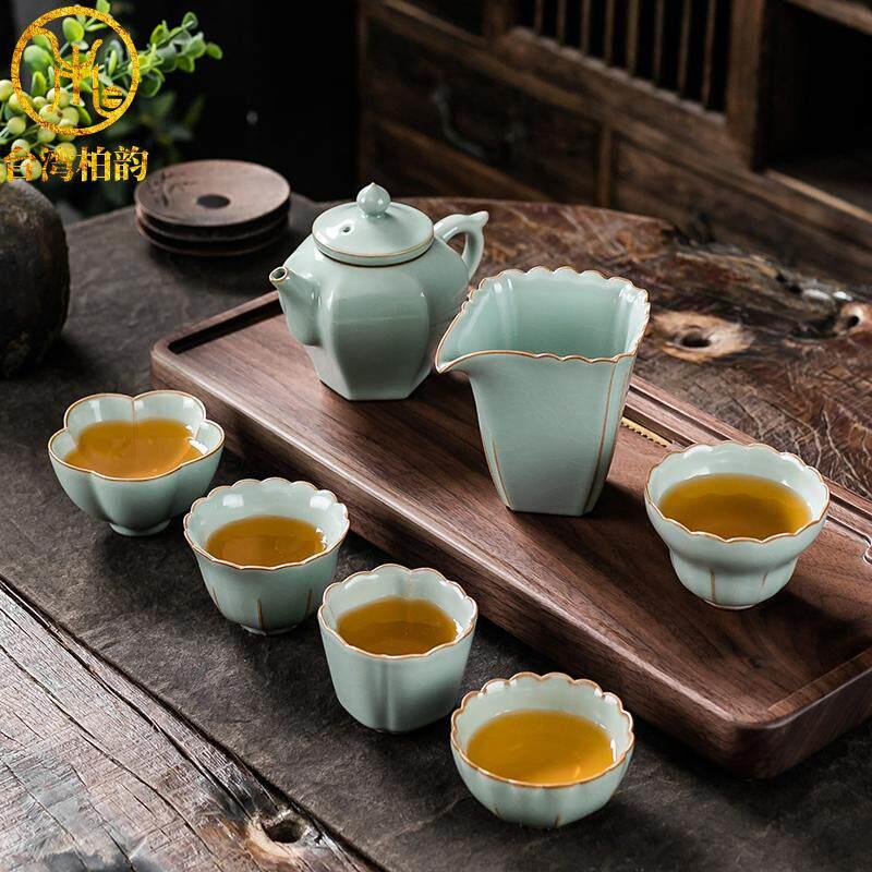 柏韵邱卫国汝窑整套功夫茶具套装汝瓷冰裂纹开片可养家用办公泡茶