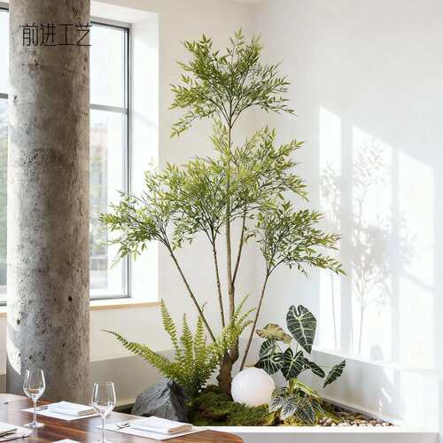 成套仿真植物景观小空间绿植造景南天竹仿真树餐厅办公室公司景观