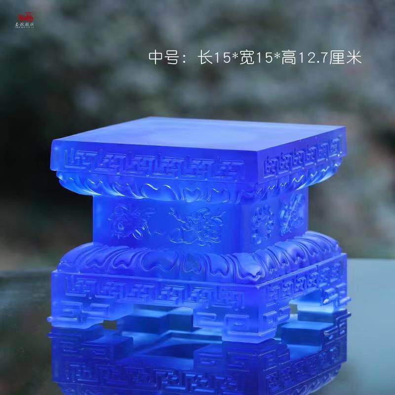 正品琉璃正方形莲台八吉像底座摆件药师花佛观音加高佛供奉寺院射