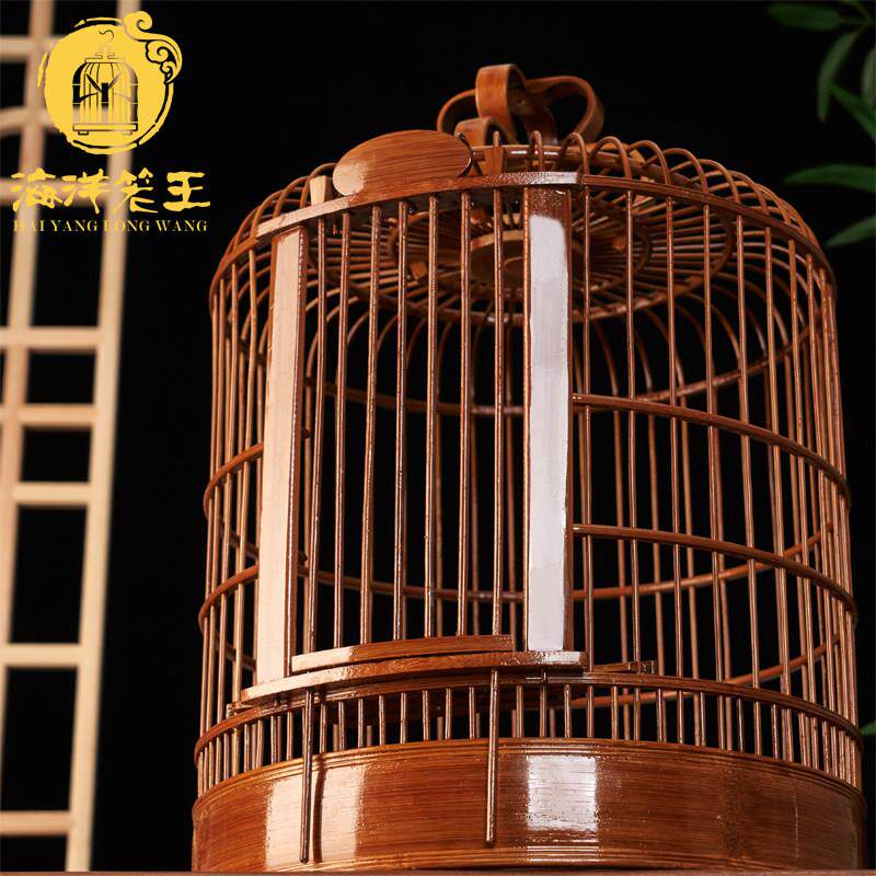 海洋笼王画 画眉鸟笼竹制精品手工八哥鸟笼子大全套配件老竹料川
