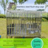 不锈钢狗笼大型犬直排下水分离冲水漏斗狗窝带厕所托盘一体式 狗笼