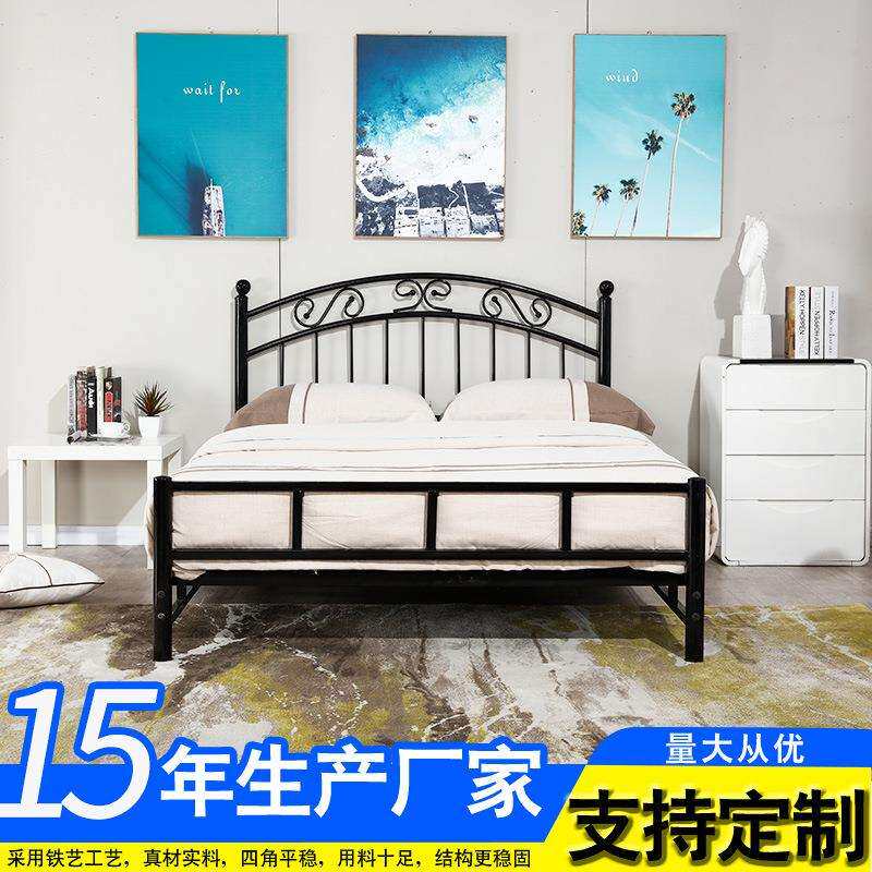 现代北欧简约风公主风铁床卧室铁艺床出租房单人铁床双人床