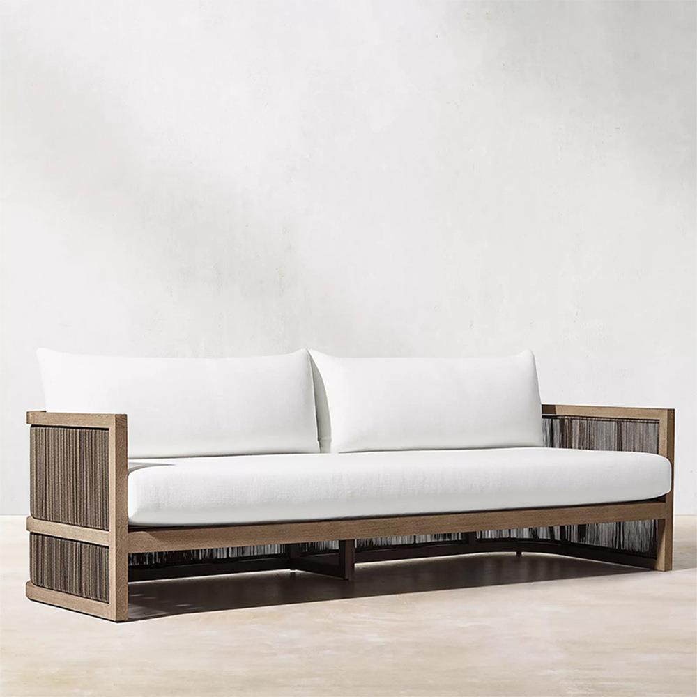 简约组户茶外柚木藤编沙发合别墅庭院室外客厅咨询客服实木桌椅休