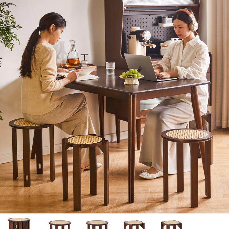 实木木凳子RF-HD730可放圆凳凳家用叠叠待叠客备用凳餐桌板凳四合