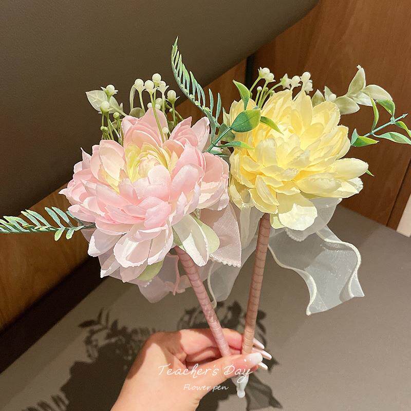 2025新款花笔女神节礼物女老师创意礼品玫瑰花束笔花朵圆珠笔贺卡
