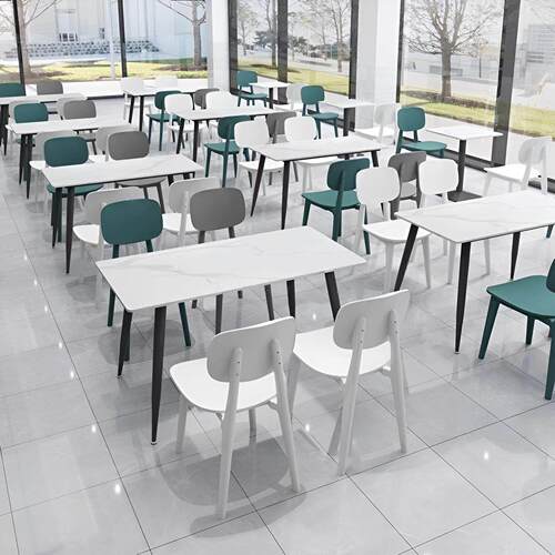 商用餐饮岩板桌椅学校公司员工食堂餐桌椅小吃快餐店饭厅椅组合
