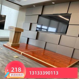 演讲台教室讲台幼儿园舞台会议室教学地台弧形实木室内木地板站台