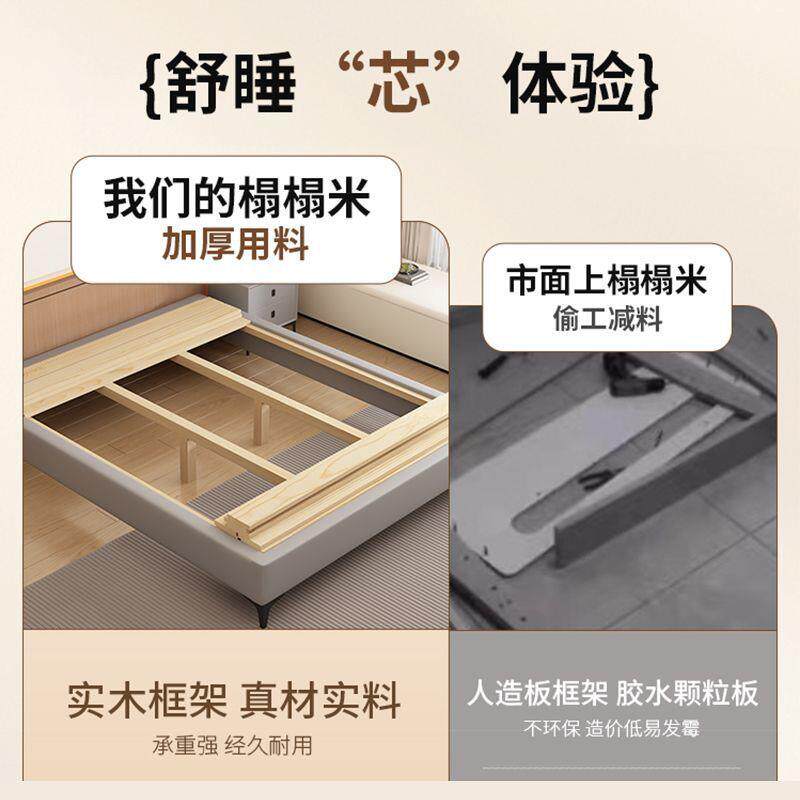 实木榻榻米现代简约无床头床架单人床小户型简约出租屋双人床加厚