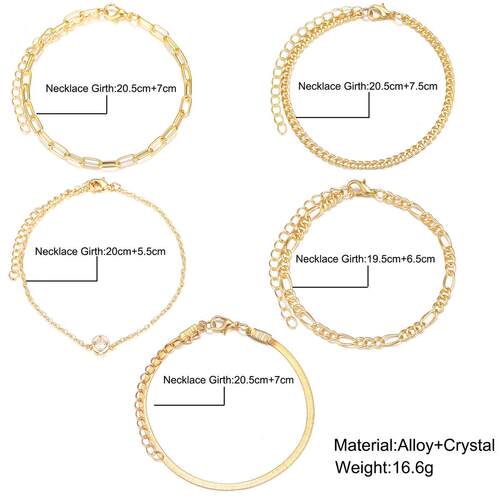 Bracelet set 5 pieces蛇骨炼套装5件套镶钻炼条多层叠戴手錬女