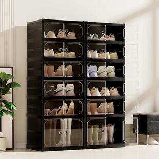 鞋 折叠柜透明鞋 体式 一鞋 柜收 子双大容量磁0099吸架对开门免安排装