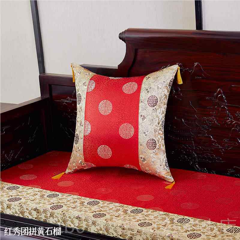 正品新中式抱靠枕垫中国风客古典厅靠枕背腰枕套含绸芯红木沙发缎