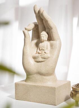 泰国工艺礼品摆饰树脂佛手摆件家居客厅电视酒柜装饰品书房桌面禅