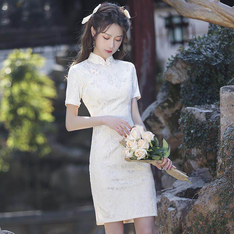 印花旗袍女2026年夏季新款中国风复古气质高端改良年轻款少女短款