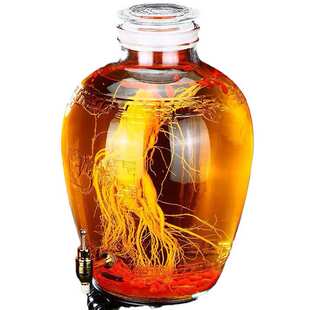 现货泡酒灌酒坛储物罐饮料罐透明玻璃罐可打孔带龙头包装 全套