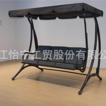 三人铸铝户外阳台庭院秋千椅巴拿马吊椅铁艺花园秋千室外摇 摇椅
