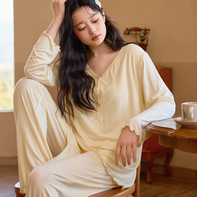 月子服夏薄款产后莫代尔带胸垫孕妇哺乳家居服免穿内衣孕妇睡衣