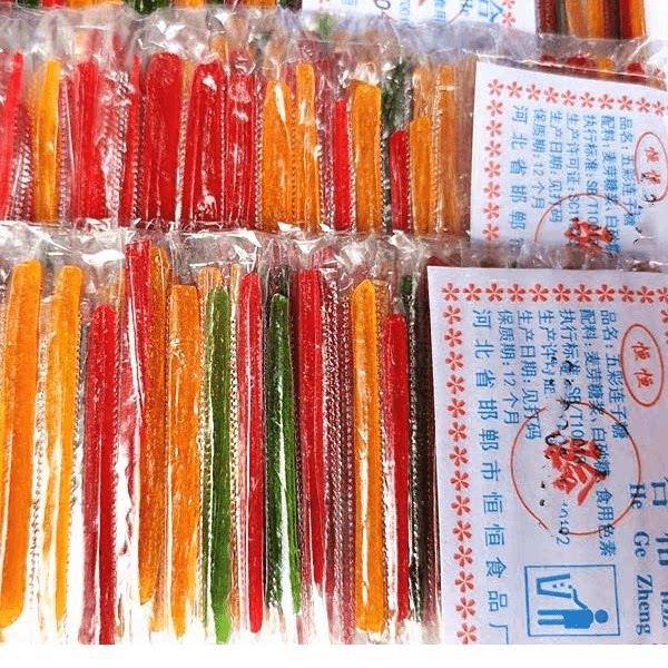 五彩拉丝链子糖牙签糖粘牙糖火鞭糖酸Q棒太阳糖怀旧80后童年零食