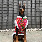 杜宾犬边境牧羊犬新年保暖棉袄衣服加厚冬装 大狗狗服装 除夕夜服装