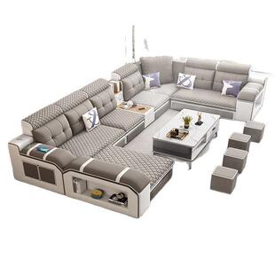 现代免洗多功能沙发简约大小户型可拆洗布艺沙发组合u型沙发客厅