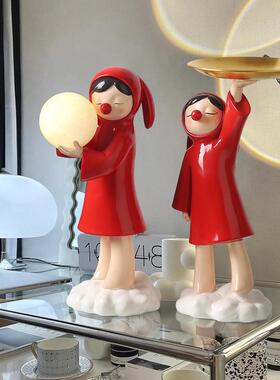 创女孩托盘钥匙收纳送关摆件玄客KLX厅家居装饰品灯饰闺蜜意礼物