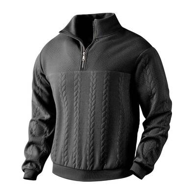 Men Drop Shoulder Knit Sweatshirt Casual Sleeve Stand Collar